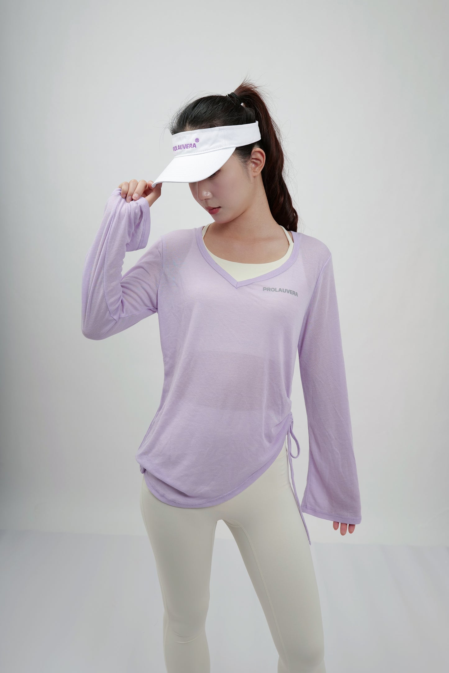 Long-sleeve Drawstring Loose-fit T-shirt